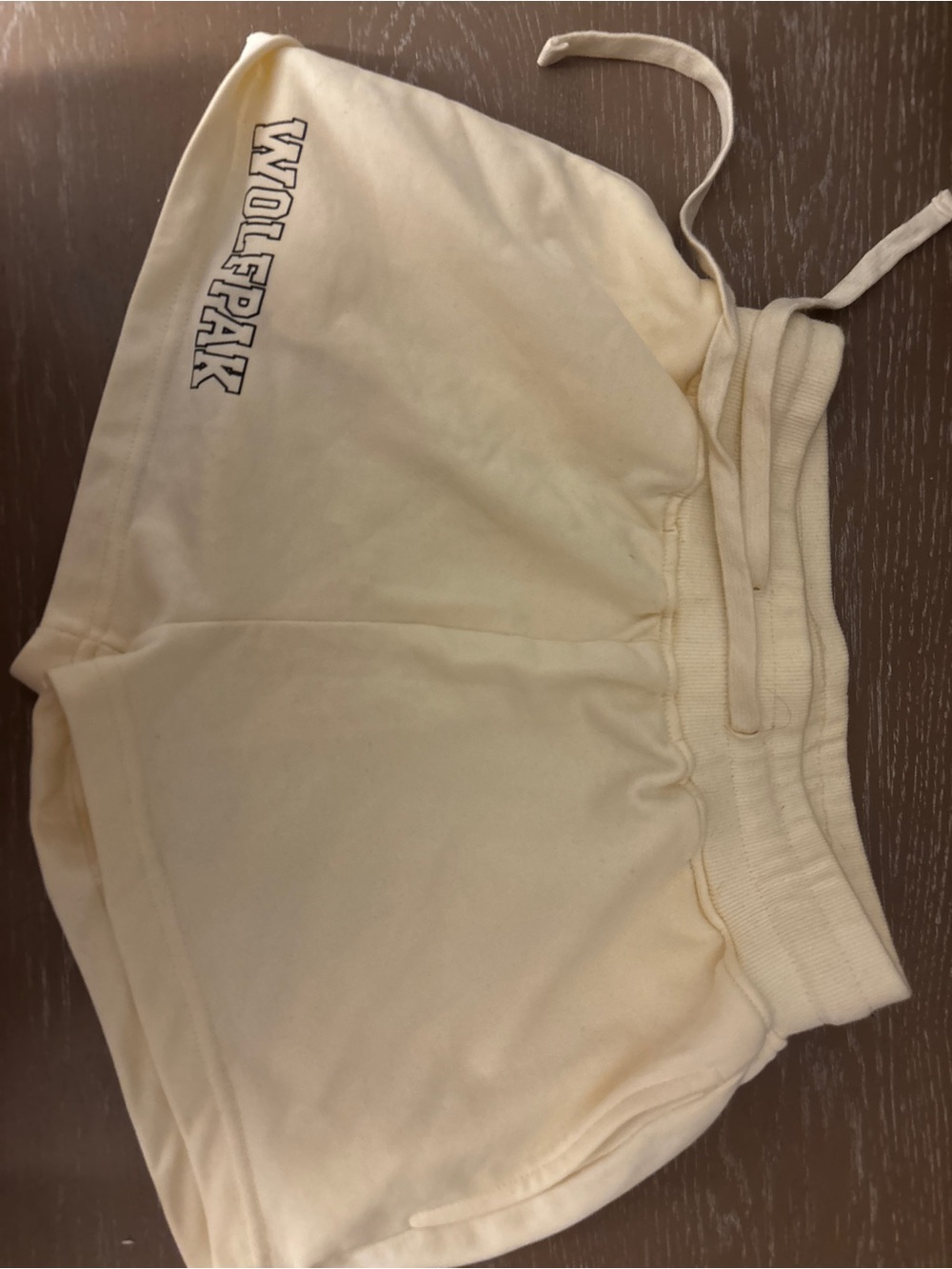 Wolfpak Cream Athletic Shorts with Drawstring Waist